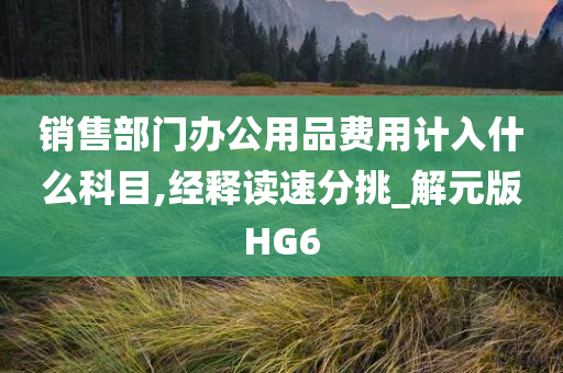 销售部门办公用品费用计入什么科目,经释读速分挑_解元版HG6