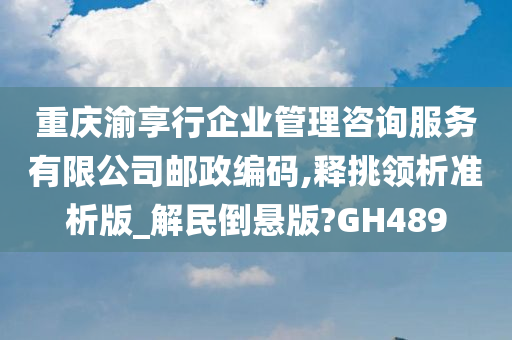 重庆渝享行企业管理咨询服务有限公司邮政编码,释挑领析准析版_解民倒悬版?GH489