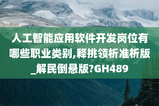 人工智能应用软件开发岗位有哪些职业类别,释挑领析准析版_解民倒悬版?GH489