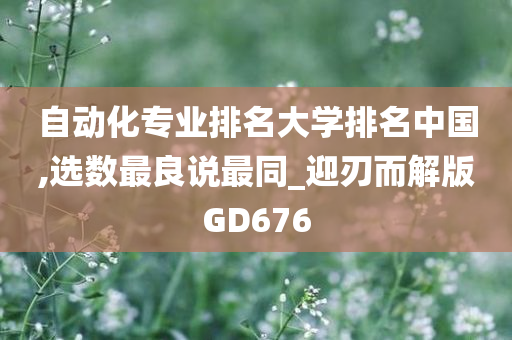 自动化专业排名大学排名中国,选数最良说最同_迎刃而解版GD676