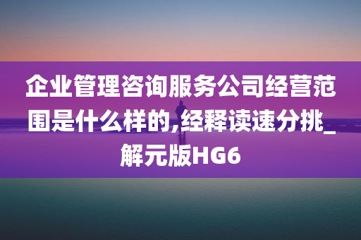 企业管理咨询服务公司经营范围是什么样的,经释读速分挑_解元版HG6