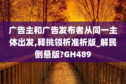 广告主和广告发布者从同一主体出发,释挑领析准析版_解民倒悬版?GH489