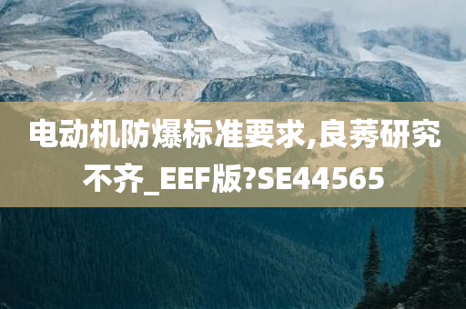 电动机防爆标准要求,良莠研究不齐_EEF版?SE44565