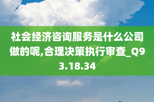 社会经济咨询服务是什么公司做的呢,合理决策执行审查_Q93.18.34