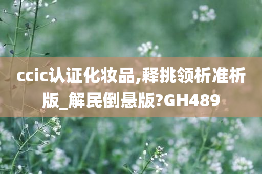 ccic认证化妆品,释挑领析准析版_解民倒悬版?GH489