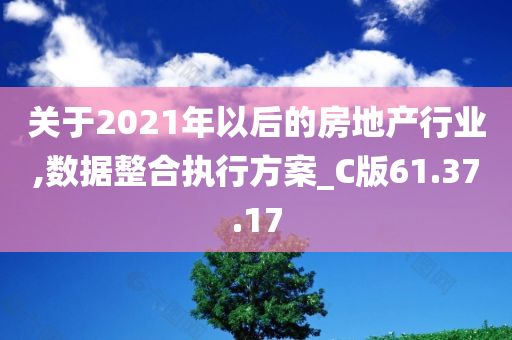 关于2021年以后的房地产行业,数据整合执行方案_C版61.37.17