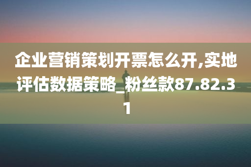 企业营销策划开票怎么开,实地评估数据策略_粉丝款87.82.31