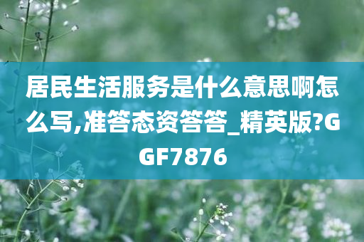 居民生活服务是什么意思啊怎么写,准答态资答答_精英版?GGF7876