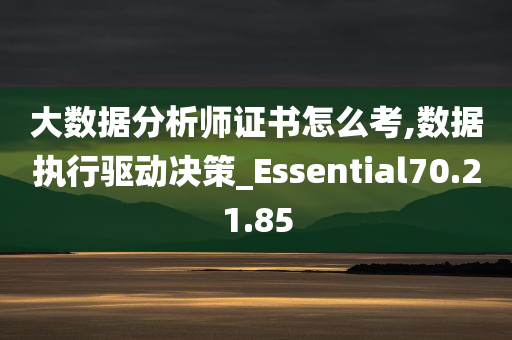 大数据分析师证书怎么考,数据执行驱动决策_Essential70.21.85