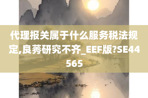 代理报关属于什么服务税法规定,良莠研究不齐_EEF版?SE44565