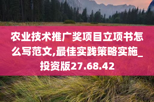 农业技术推广奖项目立项书怎么写范文,最佳实践策略实施_投资版27.68.42