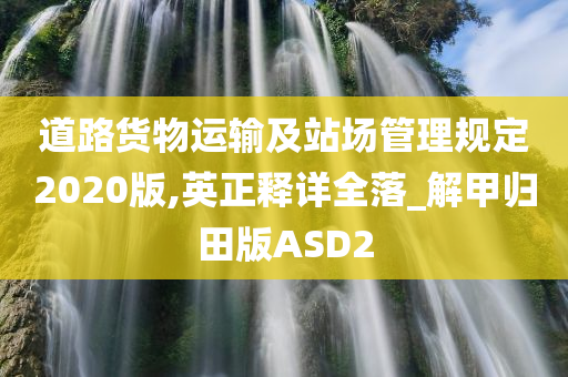 道路货物运输及站场管理规定2020版,英正释详全落_解甲归田版ASD2