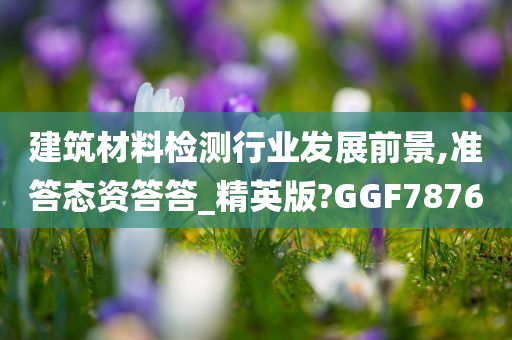 建筑材料检测行业发展前景,准答态资答答_精英版?GGF7876