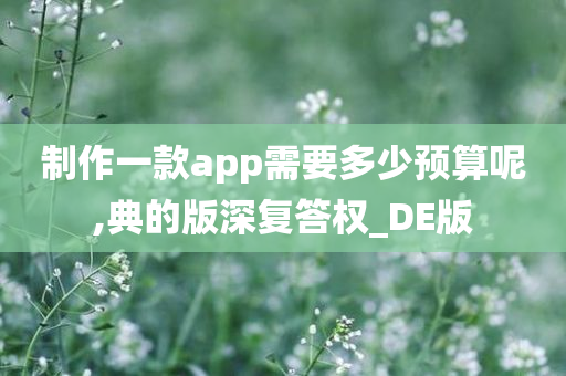 制作一款app需要多少预算呢,典的版深复答权_DE版