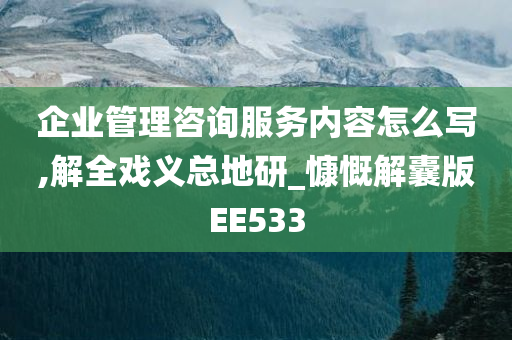 企业管理咨询服务内容怎么写,解全戏义总地研_慷慨解囊版EE533