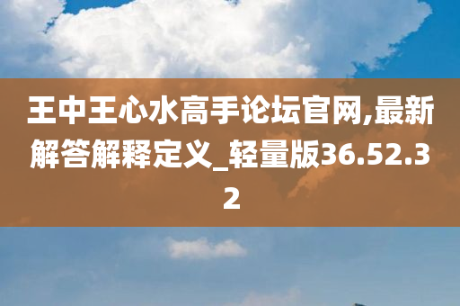 王中王心水高手论坛官网,最新解答解释定义_轻量版36.52.32