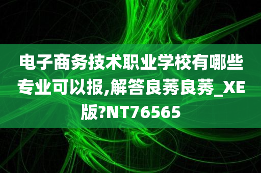 电子商务技术职业学校有哪些专业可以报,解答良莠良莠_XE版?NT76565