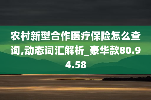 农村新型合作医疗保险怎么查询,动态词汇解析_豪华款80.94.58