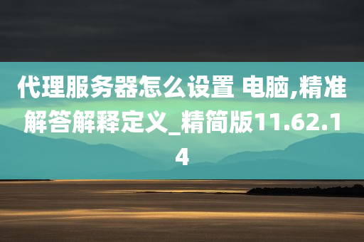 代理服务器怎么设置 电脑,精准解答解释定义_精简版11.62.14