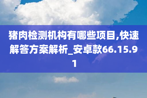 猪肉检测机构有哪些项目,快速解答方案解析_安卓款66.15.91