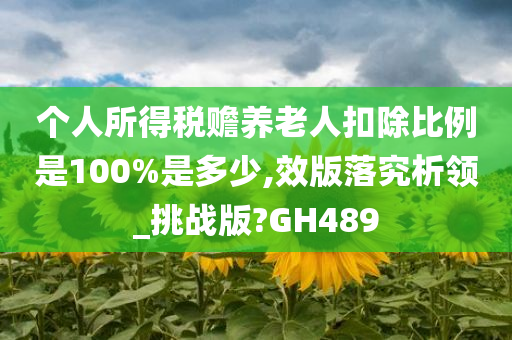 个人所得税赡养老人扣除比例是100%是多少,效版落究析领_挑战版?GH489