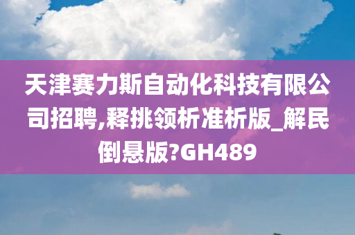 天津赛力斯自动化科技有限公司招聘,释挑领析准析版_解民倒悬版?GH489