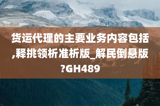 货运代理的主要业务内容包括,释挑领析准析版_解民倒悬版?GH489