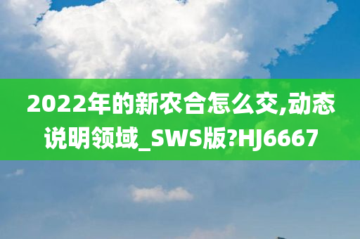 2022年的新农合怎么交,动态说明领域_SWS版?HJ6667