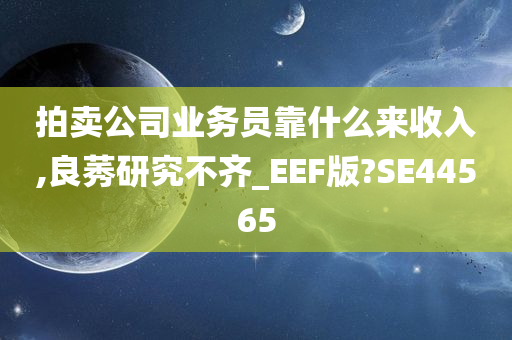 拍卖公司业务员靠什么来收入,良莠研究不齐_EEF版?SE44565