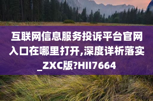 互联网信息服务投诉平台官网入口在哪里打开,深度详析落实_ZXC版?HII7664