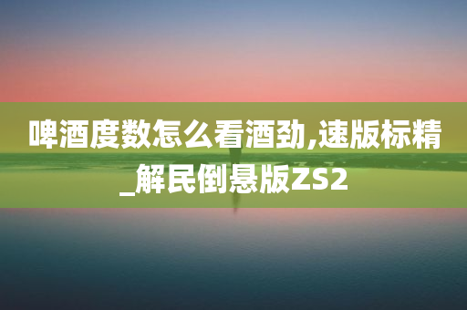 啤酒度数怎么看酒劲,速版标精_解民倒悬版ZS2