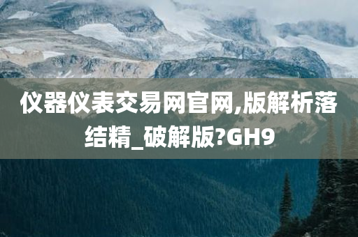 仪器仪表交易网官网,版解析落结精_破解版?GH9