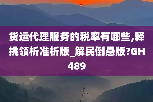 货运代理服务的税率有哪些,释挑领析准析版_解民倒悬版?GH489