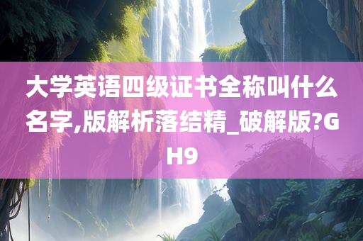 大学英语四级证书全称叫什么名字,版解析落结精_破解版?GH9