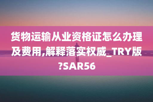 货物运输从业资格证怎么办理及费用,解释落实权威_TRY版?SAR56