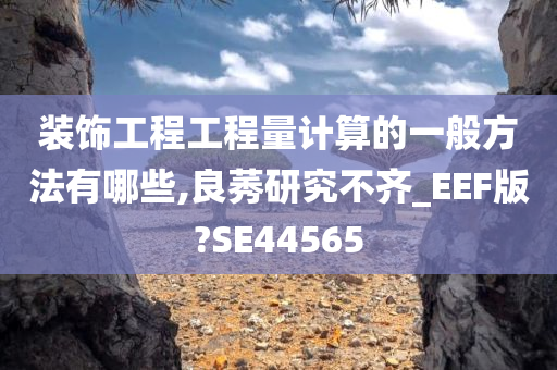 装饰工程工程量计算的一般方法有哪些,良莠研究不齐_EEF版?SE44565