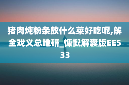 猪肉炖粉条放什么菜好吃呢,解全戏义总地研_慷慨解囊版EE533