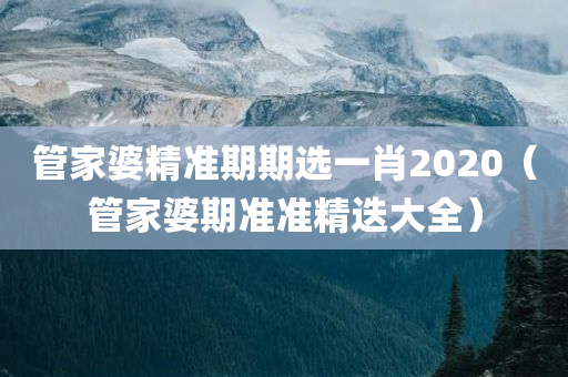 管家婆精准期期选一肖2020（管家婆期准准精迭大全）