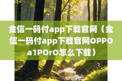 金信一码付app下载官网（金信一码付app下载官网OPPOa1POrO怎么下载）