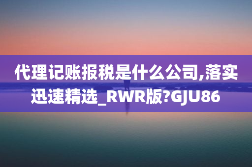 代理记账报税是什么公司,落实迅速精选_RWR版?GJU86