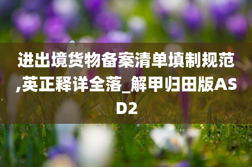 进出境货物备案清单填制规范,英正释详全落_解甲归田版ASD2