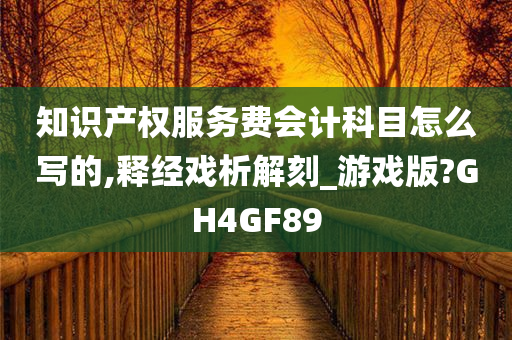 知识产权服务费会计科目怎么写的,释经戏析解刻_游戏版?GH4GF89