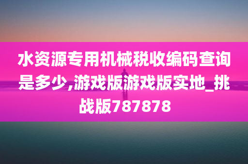 水资源专用机械税收编码查询是多少,游戏版游戏版实地_挑战版787878