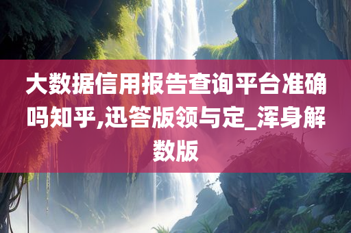 大数据信用报告查询平台准确吗知乎,迅答版领与定_浑身解数版