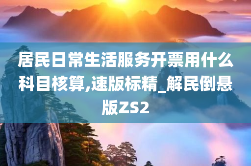 居民日常生活服务开票用什么科目核算,速版标精_解民倒悬版ZS2