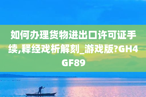 如何办理货物进出口许可证手续,释经戏析解刻_游戏版?GH4GF89