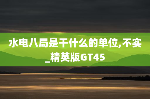 水电八局是干什么的单位,不实_精英版GT45