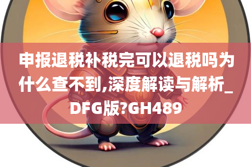 申报退税补税完可以退税吗为什么查不到,深度解读与解析_DFG版?GH489