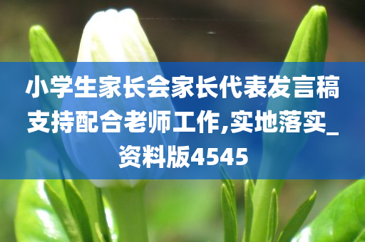 小学生家长会家长代表发言稿支持配合老师工作,实地落实_资料版4545