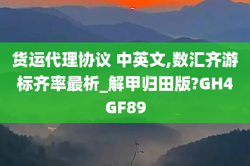 货运代理协议 中英文,数汇齐游标齐率最析_解甲归田版?GH4GF89